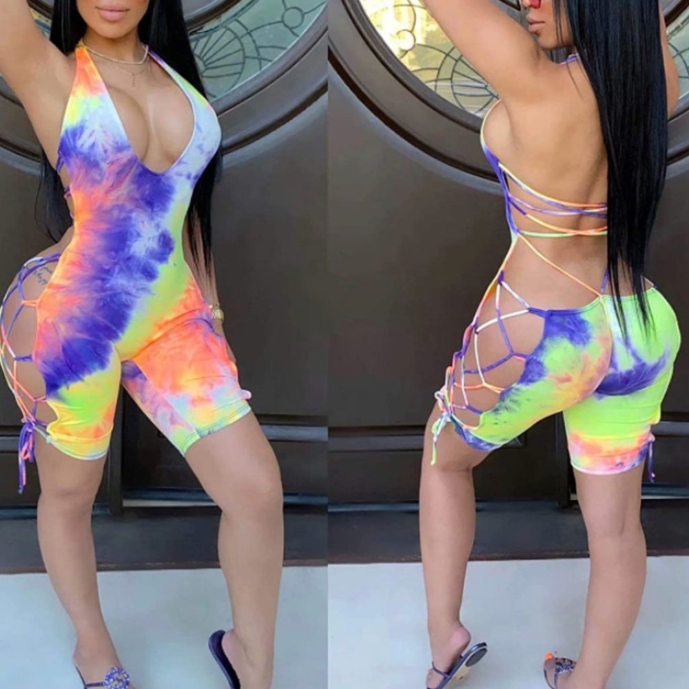 LROSEY TIE DYE KNIT JUMPSUIT FOR WOMEN - Picture 2 of 3